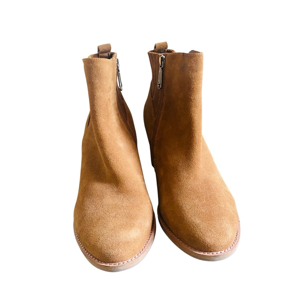 Blondo Noa Leather Tan Camel Ankle Heeled Booties Boots Size 11 Womens - Picture 4 of 12